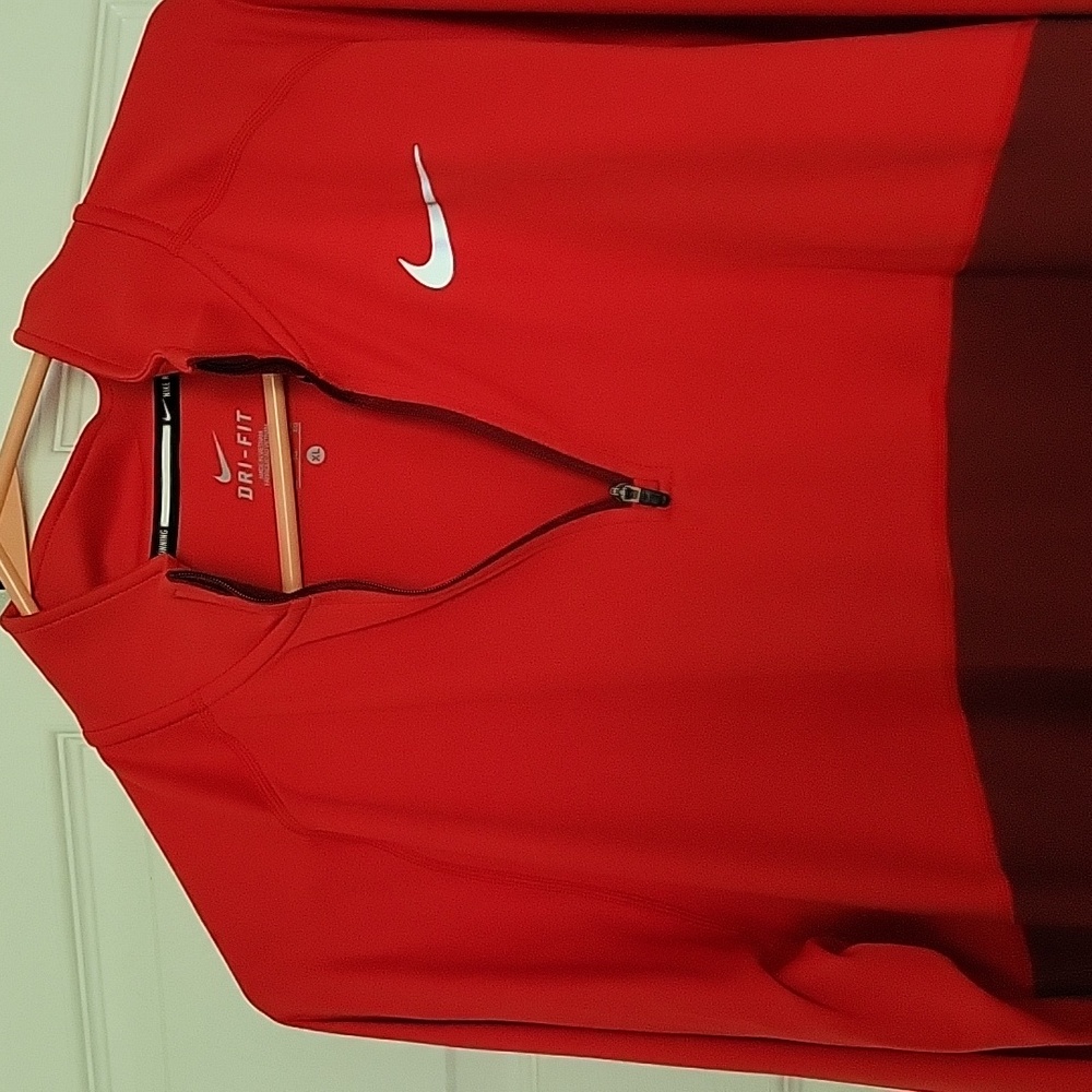 Red and burgundy long sleeve nike shirt